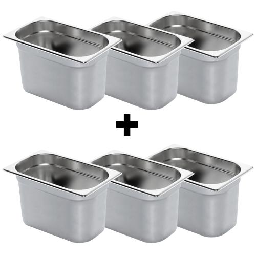 (6 pieces) Stainless steel Container GN 1/4 - Height: 200mm