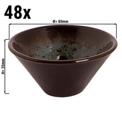 (48 قطع) سلطانية TURKEY - خزف حجري - 50 ml - Ø 80mm - آمن لغسالة الصحون | آمن للمايكرويف والفرن حتى 220°C - بني/أزرق