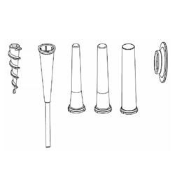 (6 pcs) Sausage Filler Set - Ø 23mm, 29mm and 39mm - compatible with Meat mincer FWFC550 - incl. Snack-stick funnel, auger and flange