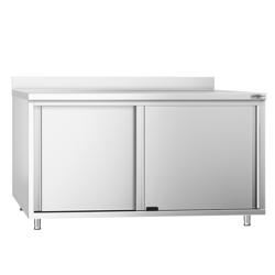 Gesloten RVS werktafel PREMIUM - 1600x600mm - met 2 schuifdeuren - met achteropstand