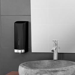 AIR-WOLF | Distributeur de savon et de désinfectant avec bouton-poussoir - 1200ml - inox - Noir