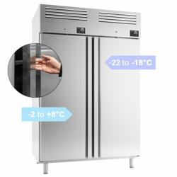 Koel-/vriescombinatie RVS PREMIUM - GN 2/1 - 1385mm - 1220liter - tot -22°C tot +8°C - met 2 deuren - geforceerde koeling, automatische ontdooiing, LED‑verlichting, slot