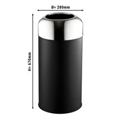 Poubelle - 40L - 280x670mm - Noir/Argent - Acier inoxydable