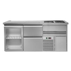 Barkoelkast PREMIUM PLUS - 1950x700mm - 1 glazen deur & 2 laden