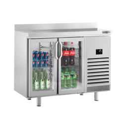 Arrière-bar réfrigéré professionnel à portes vitrées PREMIUM PLUS - 1468x700mm - 305L - -2/+6°C - avec 2 portes vitrées battantes, froid statique, groupe logé