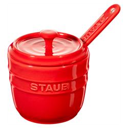 STAUB| Ceramic Sugar Bowl – Cherry Red - Paprika Shape - Spoon Included