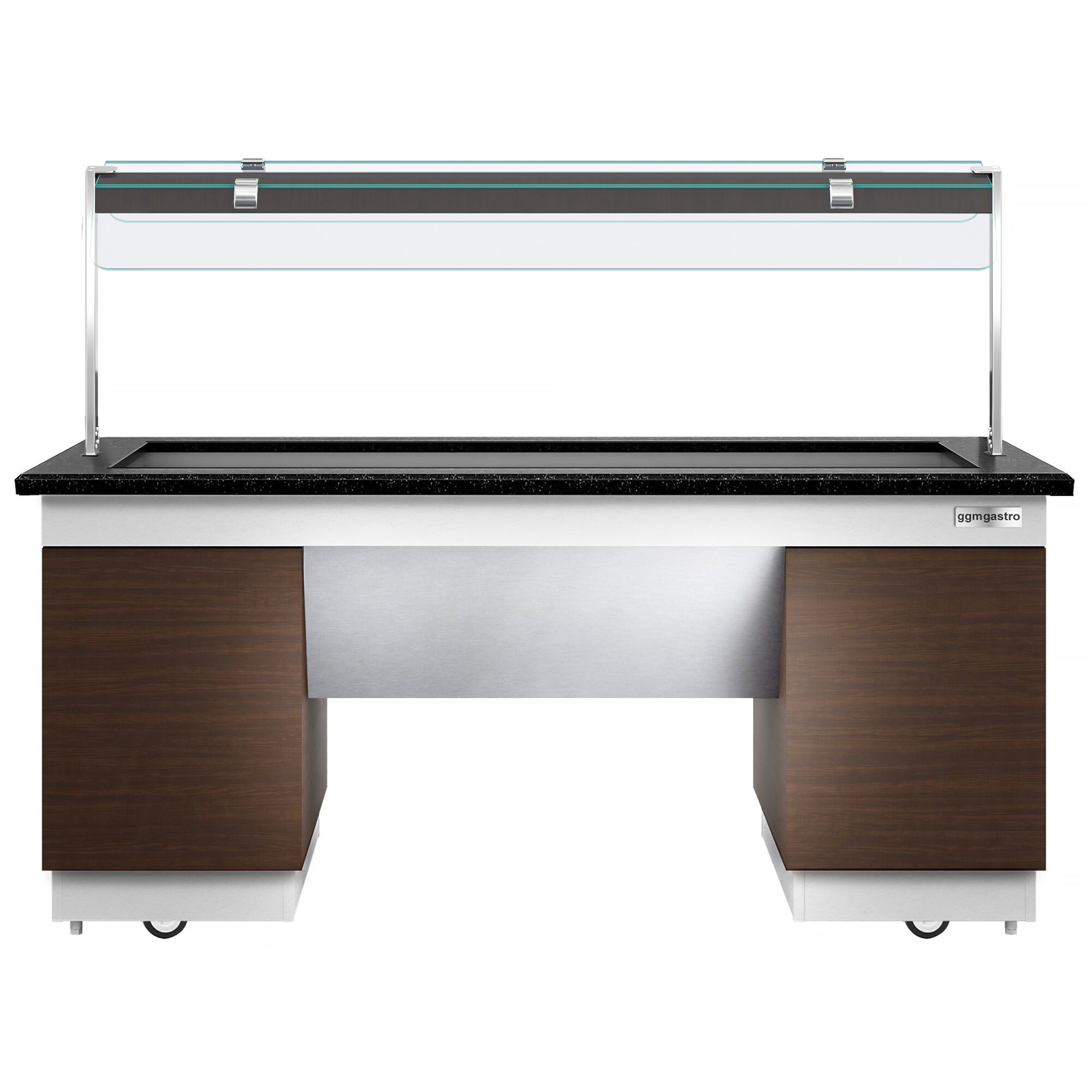 Buffet chaud DUBLIN - 2000mm - avec bain-marie - sur roulettes - pour 5x GN 1/1