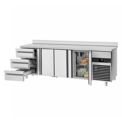  میز خنک کننده پریمیوم - 2300*700 میلیمتر -    سه درب و سه کشو - میز دیواره دار