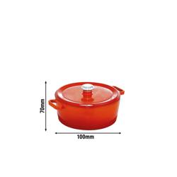 Cocotte in Ghisa - 0,35L - Ø100mm - 70mm - Arancione - con coperchio - Adatta all’induzione