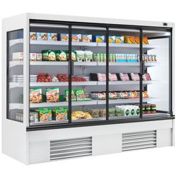 Commercial multideck display fridge - 2580mm - 1605L - with 4 double‑glazed hinged glass doors & 4 shelves - White