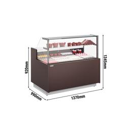 Comptoir vitrine réfrigérée RIGA - 1370x990mm - 2 portes - 2 étagères - +7/+12°C - 138L