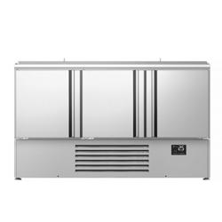Saladette PREMIUM PLUS - 1460mm - 3 porte - con vano ingredienti per 9x GN 1/3 & 6x GN 1/6, coperchio in acciaio inox