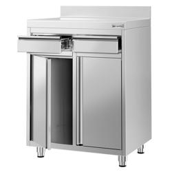 Armario de trabajo - para máquina de café - 800x600mm - con 2 cajones, 2 puertas y trasera
