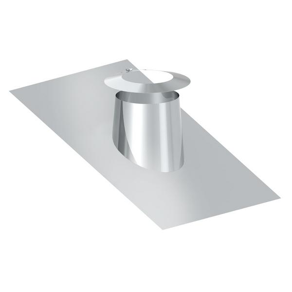 dakdoorvoer - 16° - 25° - met plakplaat & stormkraag - in rvs - voor buis buitendiameter 350