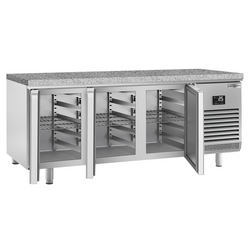 Bakkerij koelwerkbank PREMIUM PLUS - 2185x800mm - met 3 deuren & granieten werkblad