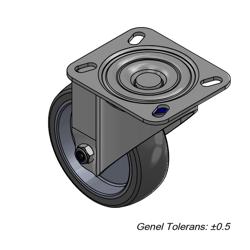 Tekerlek Seti - Anşarj Plakalı, 2 Frenli & 4 Frensiz - 85x140x130mm - için: BGKF, GTF, KTF, KTGFF, KUF & ZTSF - 6 tekerlek içerir