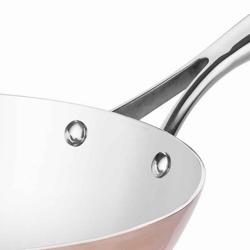 Wokpan - aluminium (binnen RVS, buiten kopercoating) - Ø 240mm - hoogte: 76mm - geschikt voor gas, keramisch en elektrisch fornuis