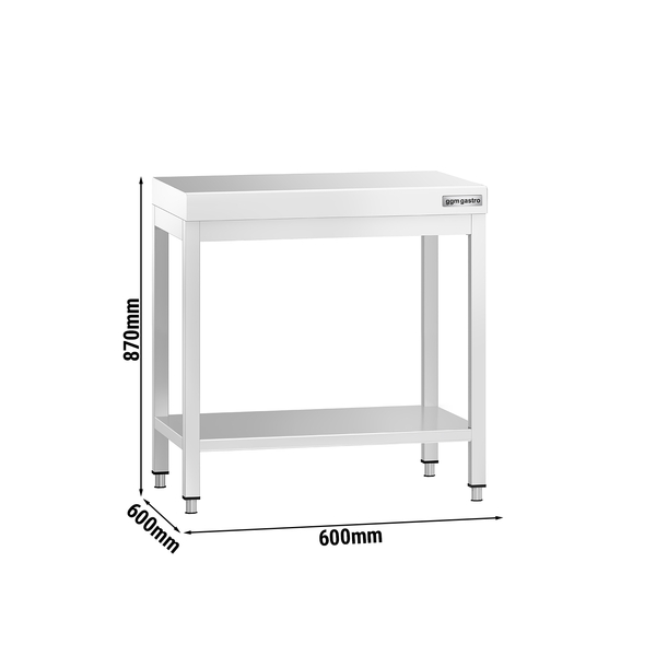 میز کار استیل پریمیوم - 600*600 میلیمتر - همراه طبقه زیری - بدون لبه