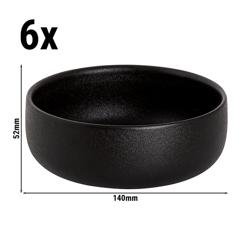 (6 db) Tál - Universe - porcelán - 650 ml - kerek - Ø 140 mm - stapelolható, mikrohullámú sütőbe és sütőbe tehető, mosogatógépben mosható - fekete, matt
