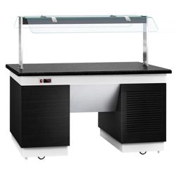 Buffet gekoeld DUBLIN - 1600mm - met gekoelde plaat & zwenkwielen - zwart