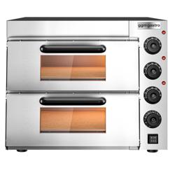 Elektrisk pizzaugn (el-däck/box) - med chamottesten - 4+4 x Ø 20 cm - 2‑däck - 585x550 mm - Manuell - upp till 350 °C