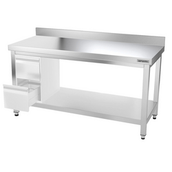 Worktable PREMIUM Stainless steel - 1500x800mm - with undershelf, upstand & bracing