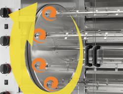 شواية دجاج غاز دوّارة تجارية - باب زجاجي مقاوم للحرارة - 37.2 kW - مع 8 أسياخ - بسعة حتى 48 دجاجة