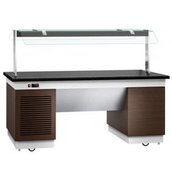 Buffet gekoeld DUBLIN - 2000mm - met gekoelde plaat & zwenkwielen - zwart