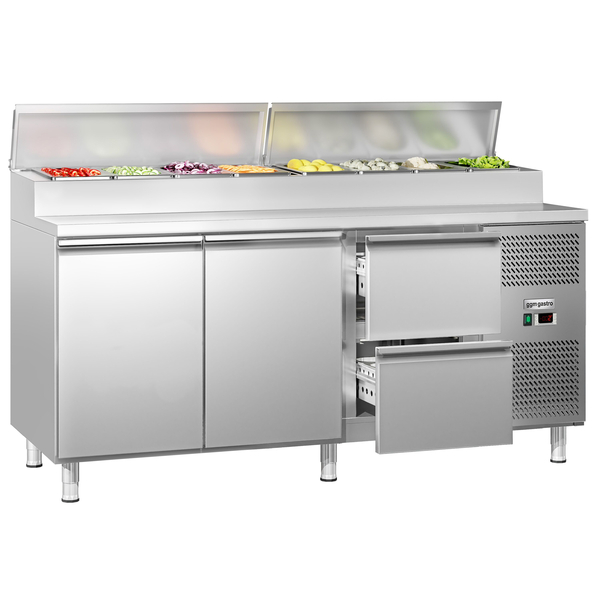 Hazırlık tezgahı ECO - 1795mm - 2 kapı ve 2 çekmece - 8x GN 1/3 için