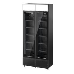 (2 قطع) ثلاجة عرض مشروبات PREMIUM - SUPERCOOLER - 870 mm - 290 L - تصميم بدون إطار - مع 2 أبواب زجاجية & لوحة إضاءة إعلانية - أسود