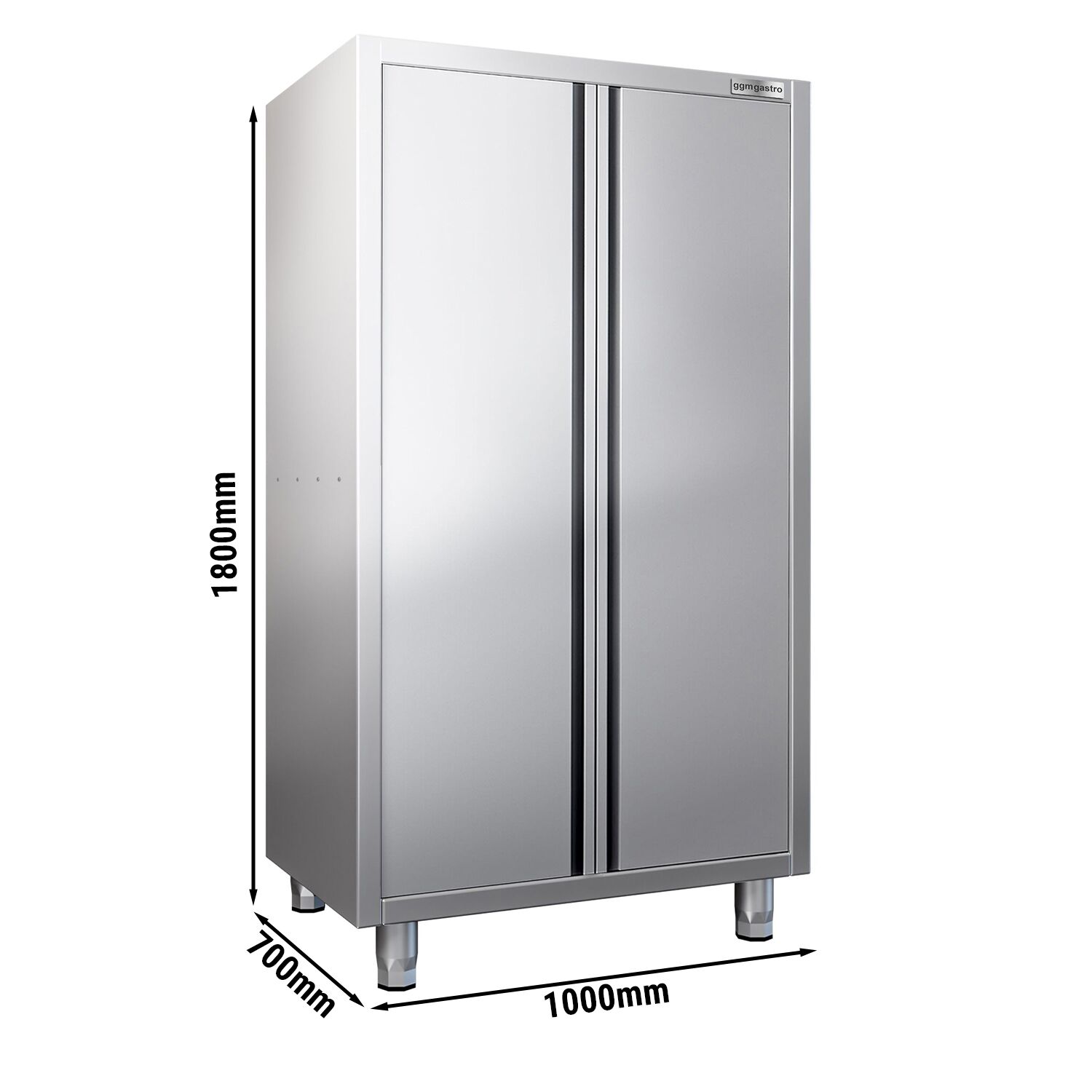 Armoire de travail en inox PREMIUM - 1000x700mm - 2 portes battantes - Hauteur: 1800mm