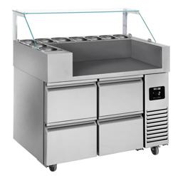Banco preparazione refrigerato - 1210mm - 4 cassetti - per 9x GN 1/6