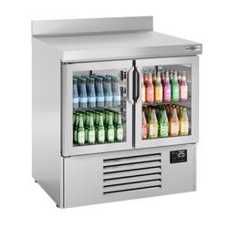 طاولة مبردة PREMIUM PLUS - 978x700mm - 230 لتر - مع 2 باب زجاجي - زجاج مزدوج - حاجز خلفي