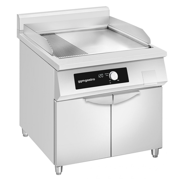 Indukcyjna płyta grillowa - 10 kW - Gładka i Ryflowana	