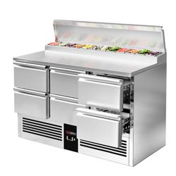 Přípravný chladicí stůl PREMIUM - 1368x700 mm - 6 zásuvek - pro 8× GN 1/6