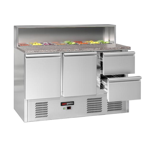 Saladette / refrigerador de pizza ECO - 1,37 x 0,7 m - com 2 portas e 2 gavetas 1/2