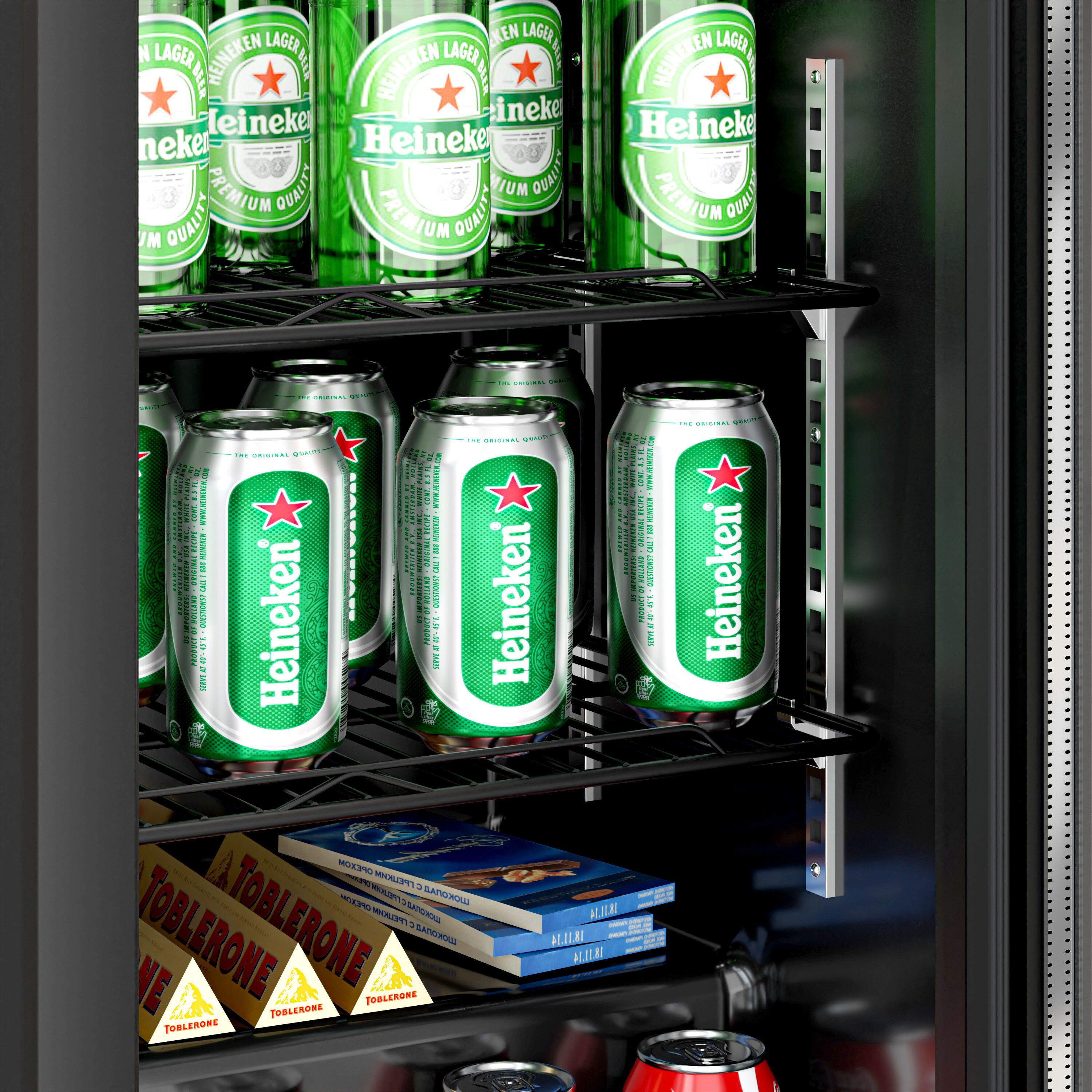 Réfrigérateur de bar – 900 mm – 220 litres – avec 2 portes vitrées battantes – Extérieur & intérieur Noir