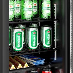 Bancada refrigerada para bar - 1350mm - 320L - com 3 portas de vidro de batente - Exterior e interior preto