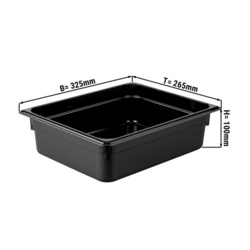 Recipiente GN em policarbonato 1/2 - preto - profundidade 100 mm
