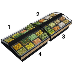 Koeltoonbank / Koeleiland - 2500mm - Houten voorkant - incl. 8 manden