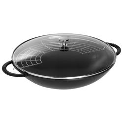 STAUB | SPECIALITIES - Wok con coperchio in vetro - Ø 370mm - Ghisa - Nero