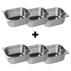  (6 pezzi) Contenitore GN in acciaio inox 1/2 - Altezza: 150 mm