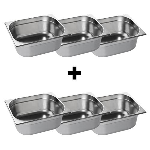 (6 stuks) RVS Gastronormbak 1/2 - Hoogte: 150mm