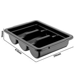 Cutlery Tray - 292x406mm - Height: 95mm - Polypropylene (PP) - with 3 compartments - Black