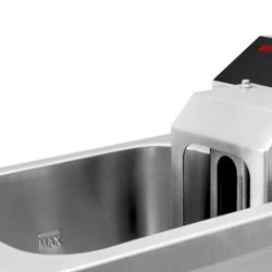 Friggitrice elettrica a induzione professionale da banco - 8L - 3,5kW - controllo elettronico della temperatura - con rubinetto di scarico - con alzacestello automatico