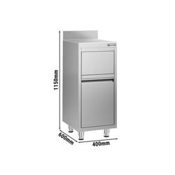 Commercial Waste bin - Push-top bin - 400x600x1150mm - with slow-closing lid - rounded corners & stable 4-foot base - Stainless steel