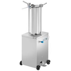 Hydrauliczna nadziewarka do kiełbas - 25l - stal nierdzewna - pionowa - w zestawie: 4 lejki do kiełbas - 560W