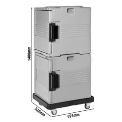 Thermobox - Chargement par l’avant - GN 1/1 - 2x 58L - pour 12x GN 1/1 - incl. chariot de transport - 520x695x1400mm