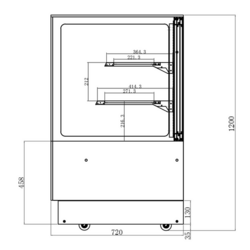 Koelvitrine & Gebaksvitrine - 1500mm - Dubbele beglazing - met 2 planken