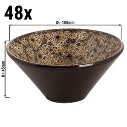(24 buc) Bol | SABANA - Steinzeug - 100 ml - rotund - Ø 100 mm - compatibil mașină de spălat vase; pentru cuptor cu microunde; pentru cuptor; până la 220 °C - Maro/Alb